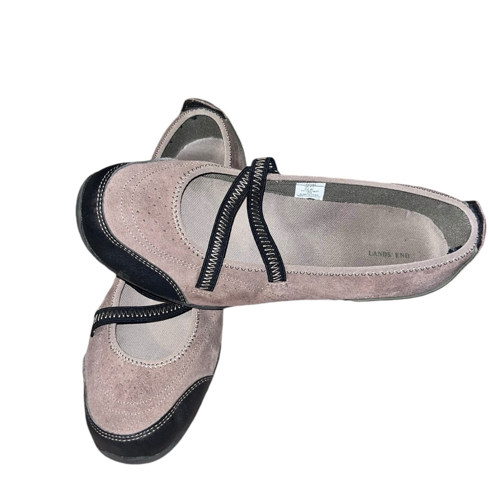 Lands‎ End Brown Mary Jane Flat Shoe Women Size 9.5 - Picture 3 of 4